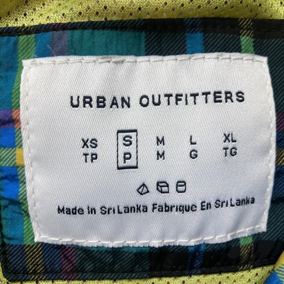 Urban Outfitters Small Jacket Patchwork Plaid Nylon Track Pockets Zip Unisex - Picture 7 of 9